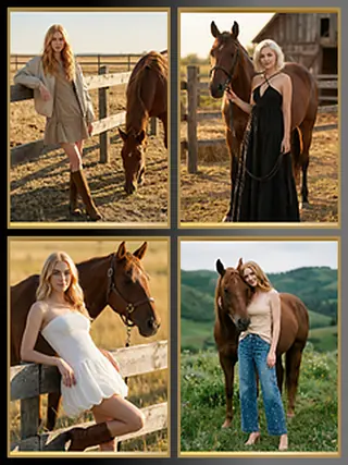 Model style previews selected for an AI fashion photo